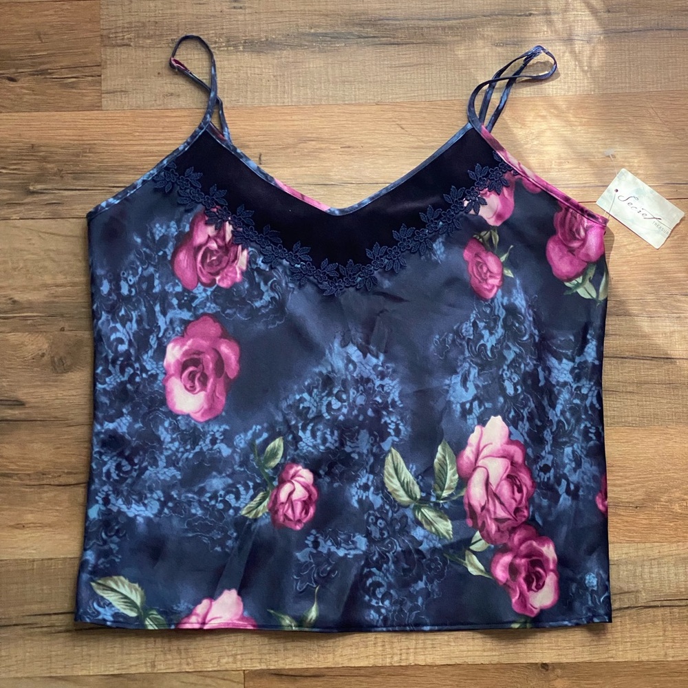 Vintage Secret Treasures Floral Satin Top
